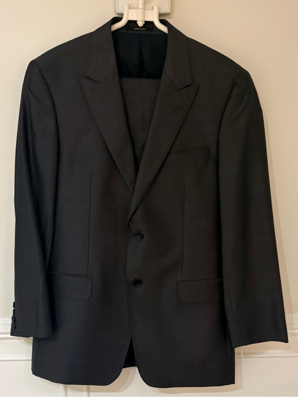 Versace Men's charcoal grey Two-Button Wool Blend suit